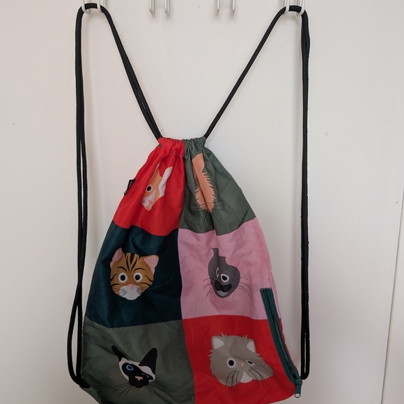 Colorful Cat Print Drawstring Backpack - Picture 4 of 10